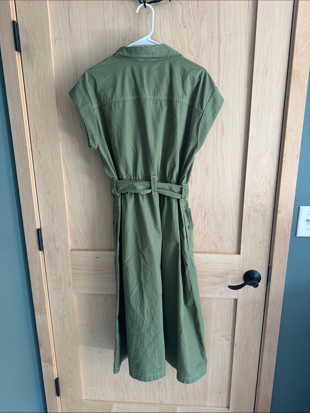Olive Utility Midi Dress with Belt - Picture 3 of 3
